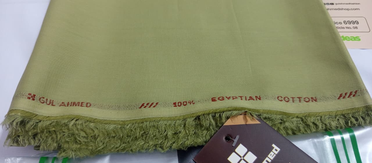 Olive Green | Gul Ahmed Men's Unstitched Soft Cotton