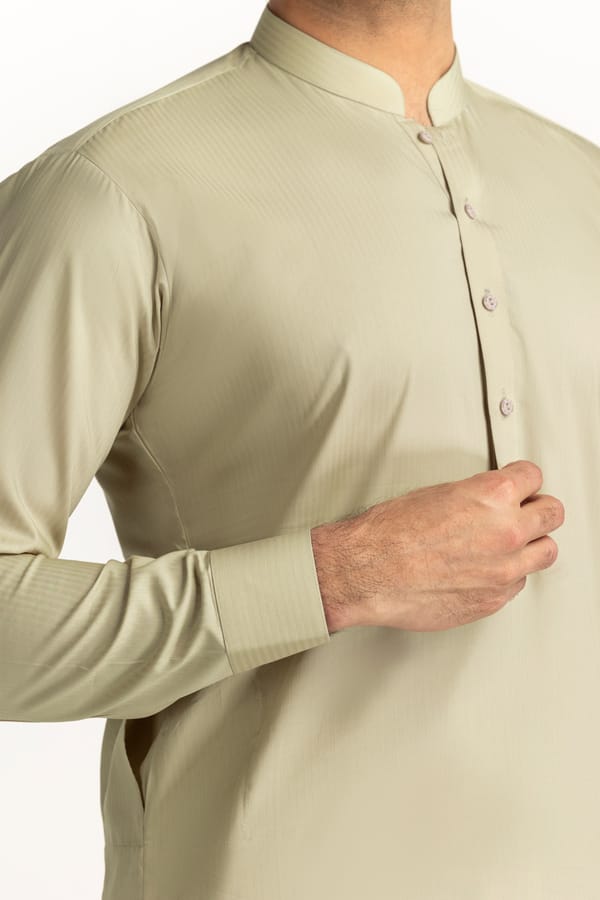 Olive Green | Gul Ahmed Men's Unstitched Soft Cotton