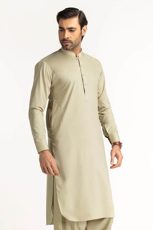 Olive Green | Gul Ahmed Men's Unstitched Soft Cotton