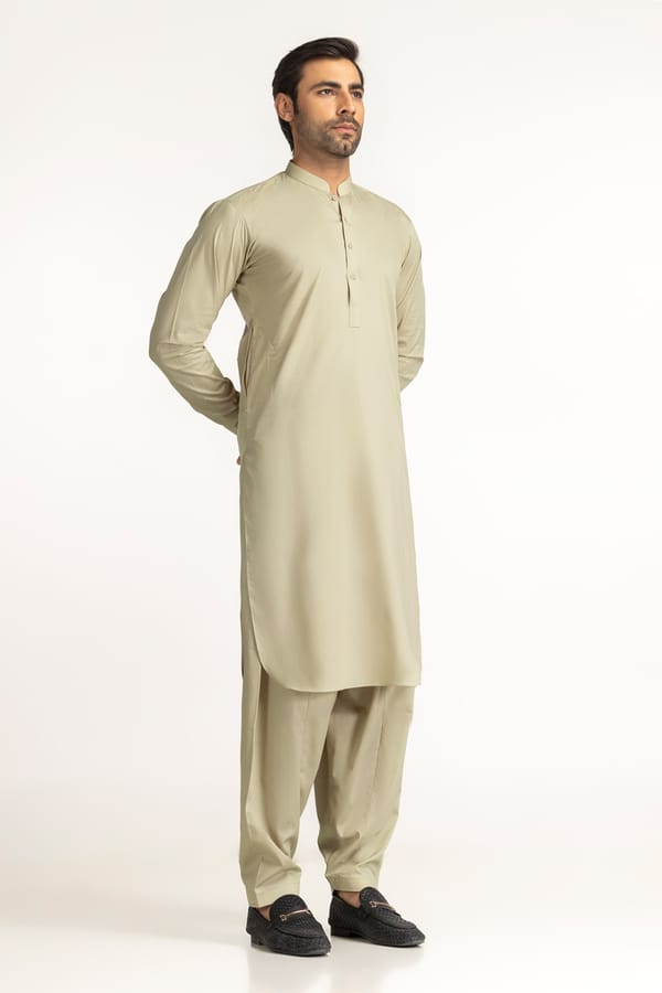 Olive Green | Gul Ahmed Men's Unstitched Soft Cotton