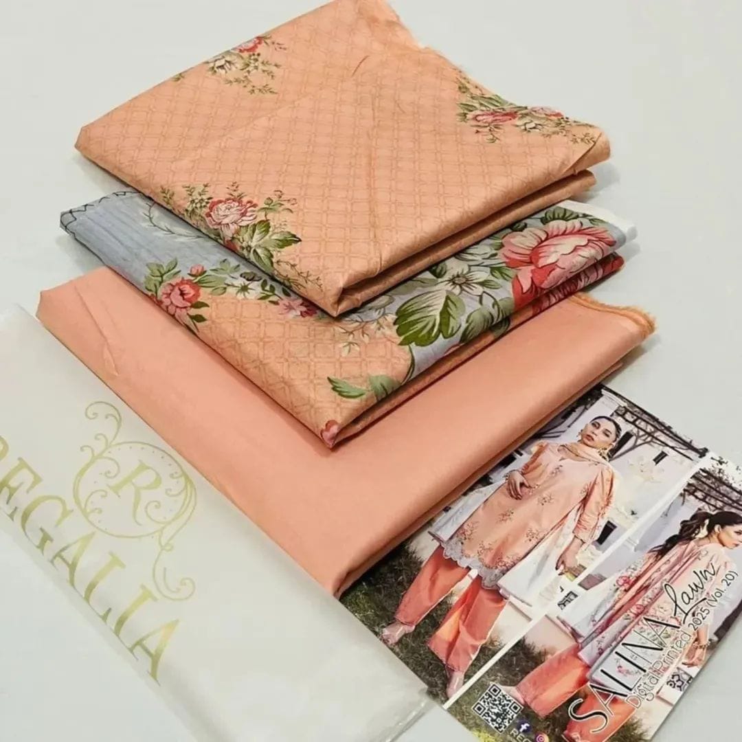 Peach | Salina 3pc Unstitched Lawn Collection