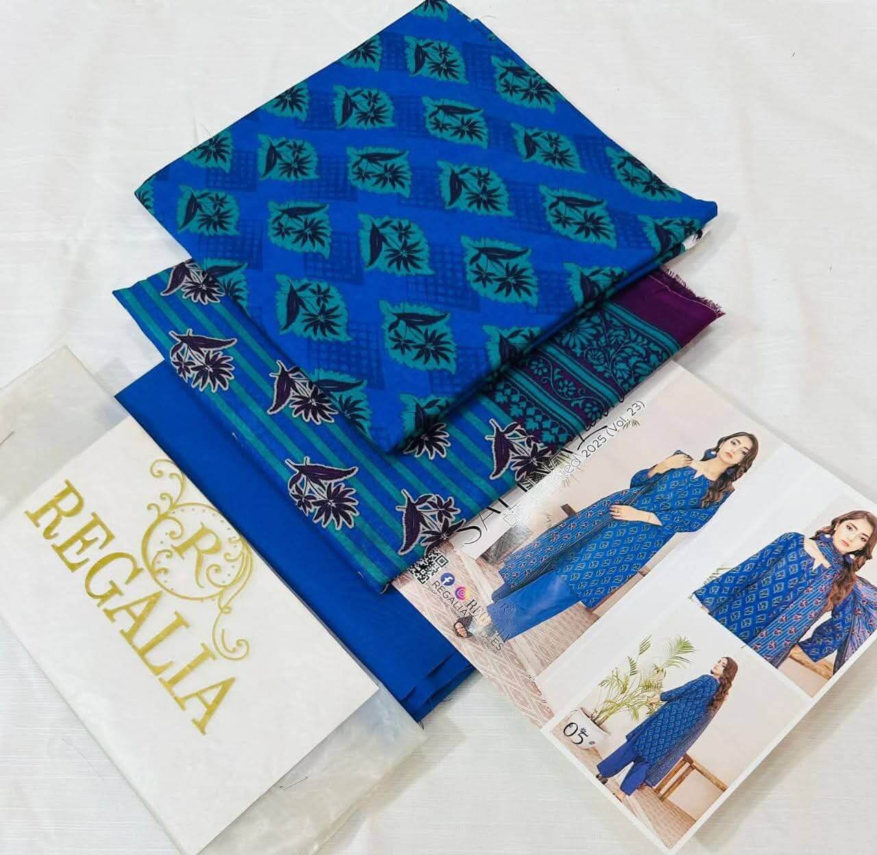 Dark Blue | Salina 3pc Unstitched Lawn Collection