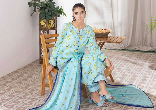 Sky Blue | Salina 3pc Unstitched Lawn Collection