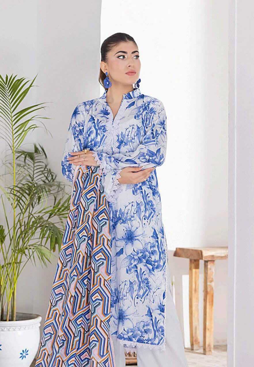 White | Salina 3pc Unstitched Lawn Collection