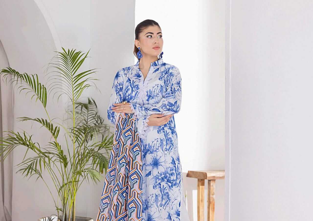 White | Salina 3pc Unstitched Lawn Collection