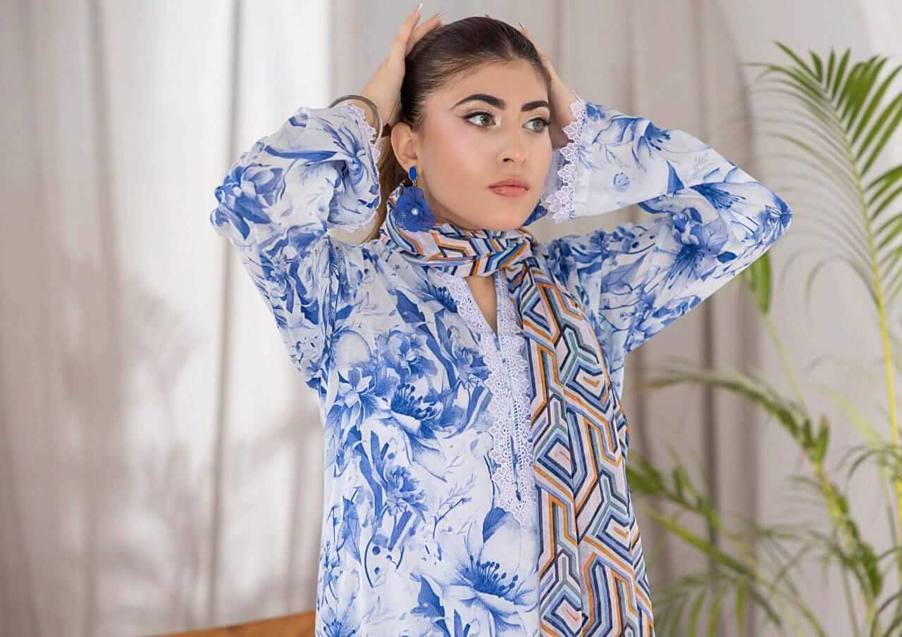 White | Salina 3pc Unstitched Lawn Collection