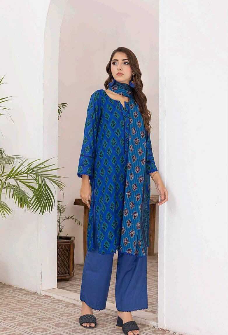 Dark Blue | Salina 3pc Unstitched Lawn Collection