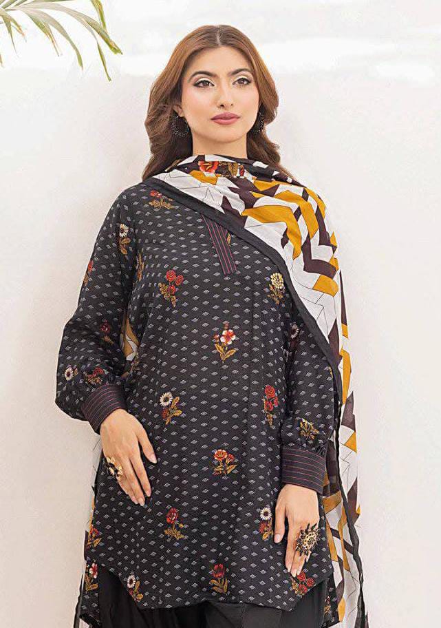 Black | Salina 3pc Unstitched Lawn Collection