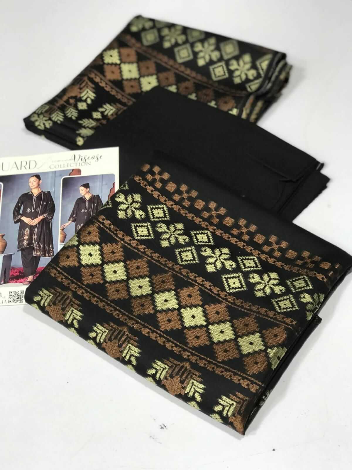 Black | Regalia 3pc Unstitched Jacquard Viscose