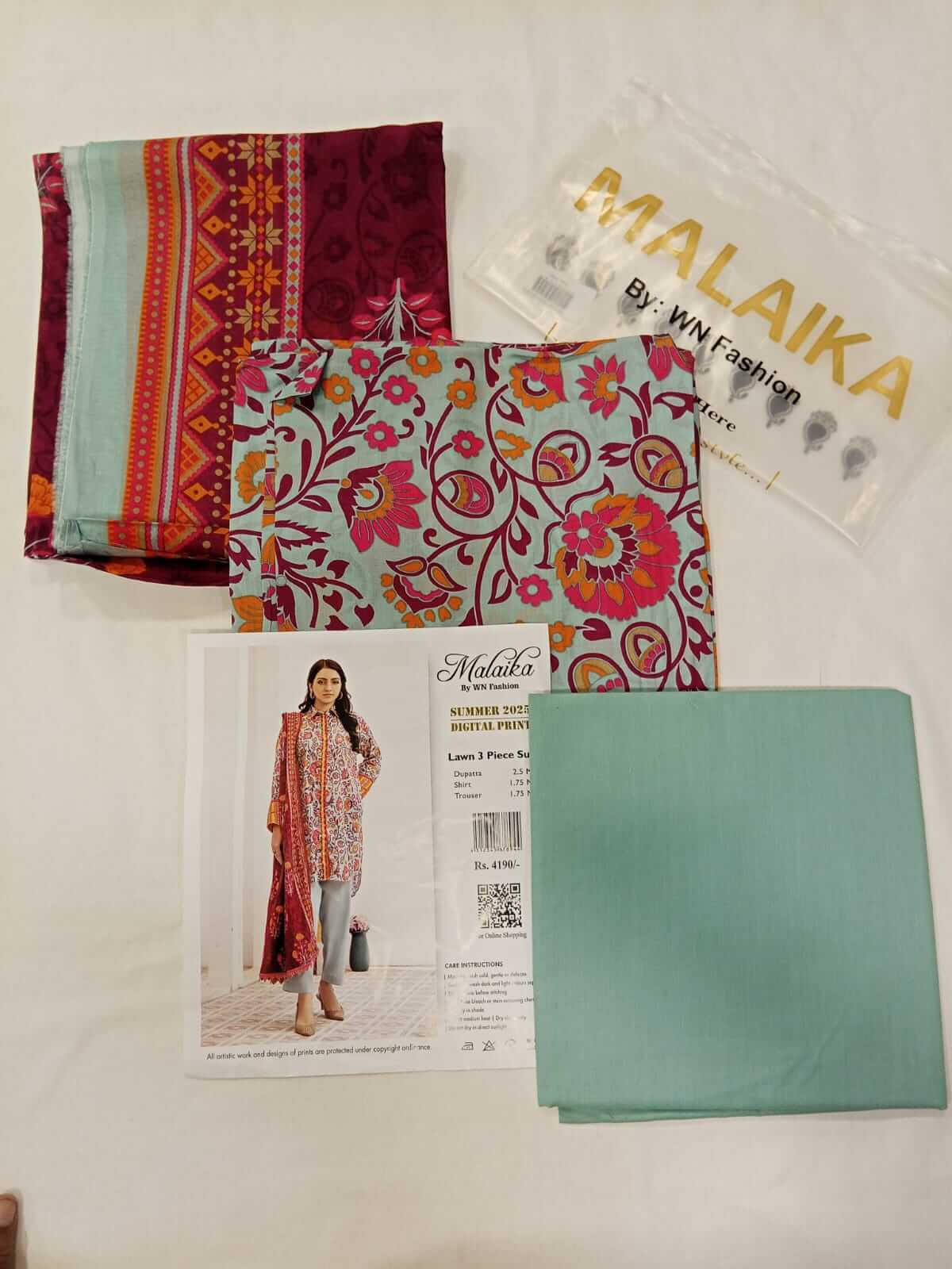 Malaika 3pc Unstitched Lawn Collection - Sky