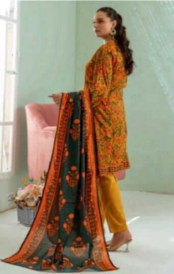 Malaika 3pc Unstitched Lawn Collection - Mustard