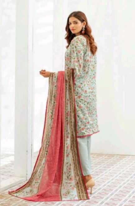 Malaika 3pc Unstitched Lawn Collection - Light Green