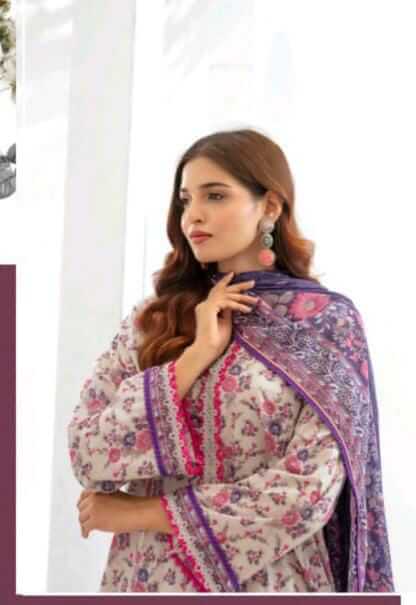 Malaika 3pc Unstitched Lawn Collection - Ash White
