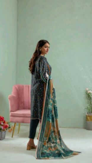 Malaika 3pc Unstitched Lawn Collection - Navy Blue