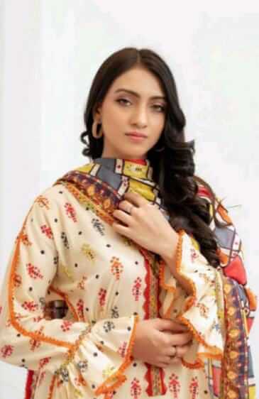 Malaika 3pc Unstitched Lawn Collection - Vanilla