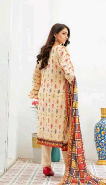 Malaika 3pc Unstitched Lawn Collection - Vanilla