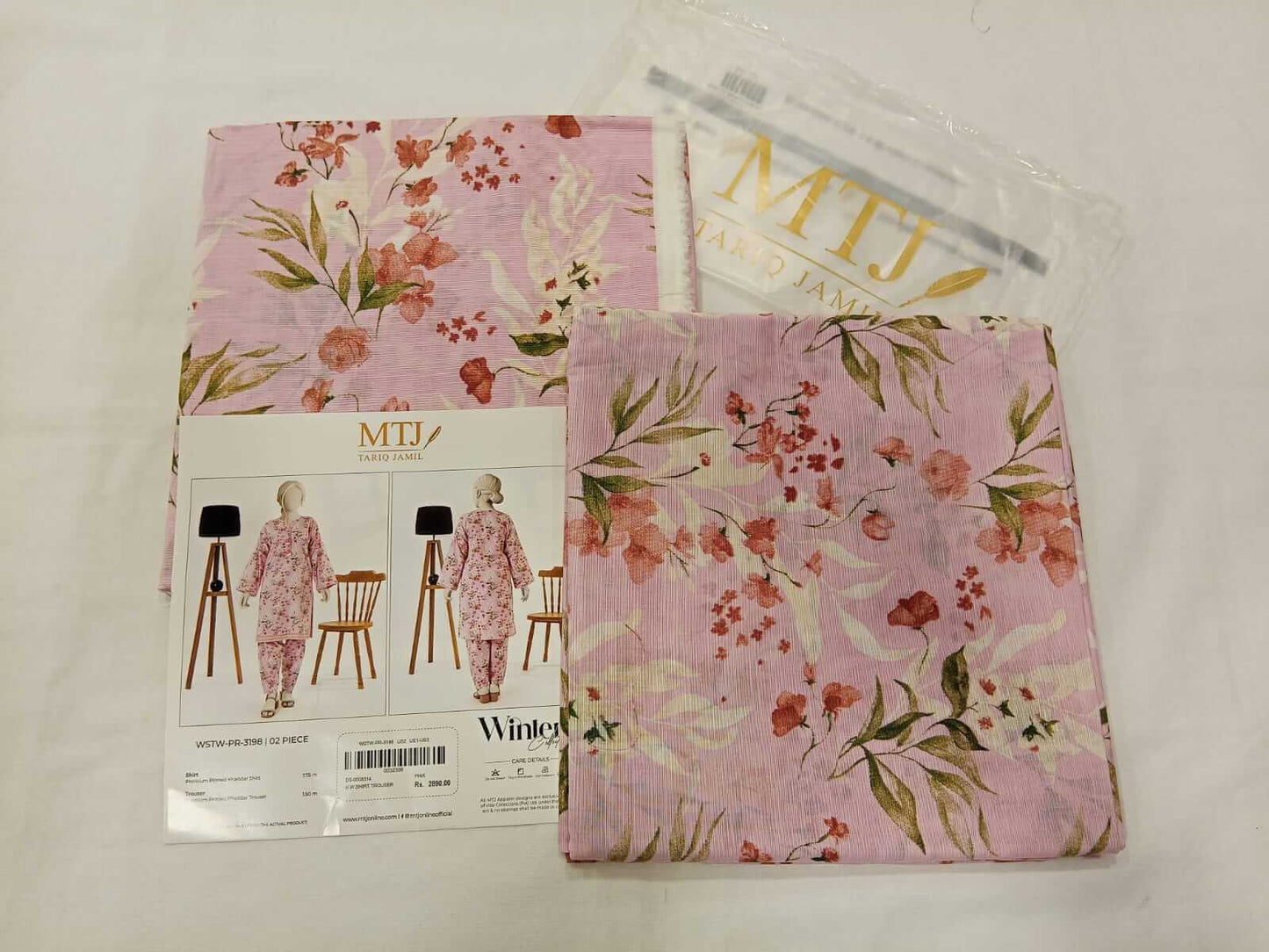 Pink | Mtj-Tariq Jamil 2pc Unstitched Khaddar Suit