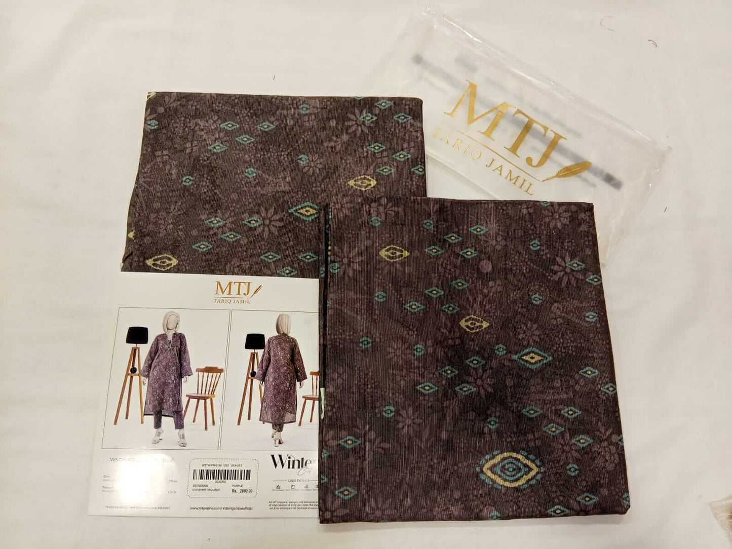 Purple | Mtj-Tariq Jamil 2pc Unstitched Khaddar Suit