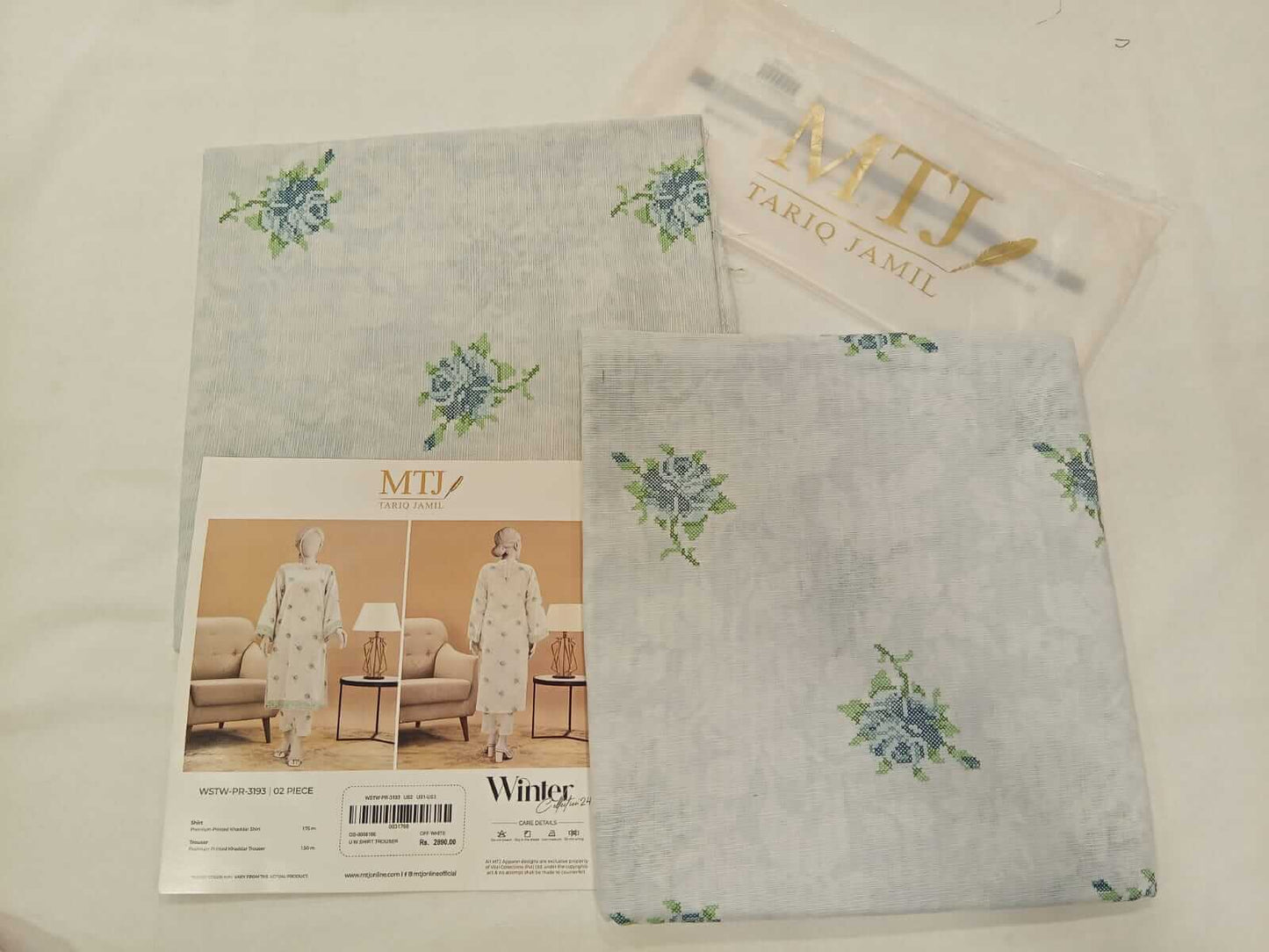 Off White | Mtj-Tariq Jamil 2pc Unstitched Khaddar Suit