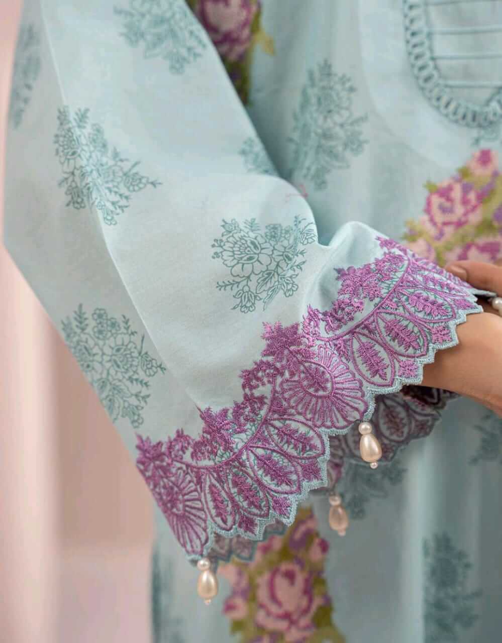 Sky Blue | Zellbury 2pc Unstitched Embroidered Suit