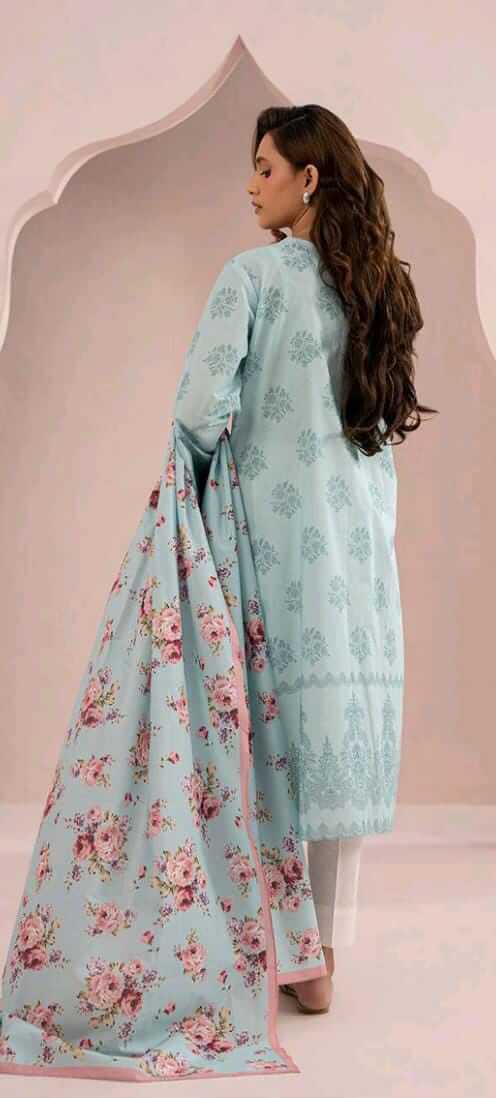 Sky Blue | Zellbury 2pc Unstitched Embroidered Suit