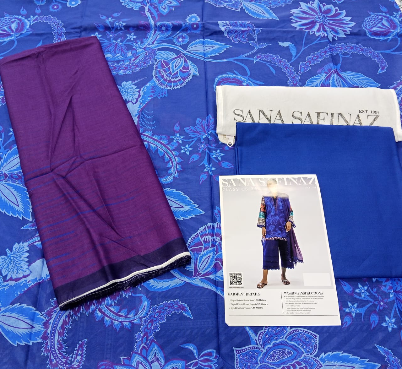 Royal Blue | Sana Safinaz 3pc Unstitched Lawn Suit