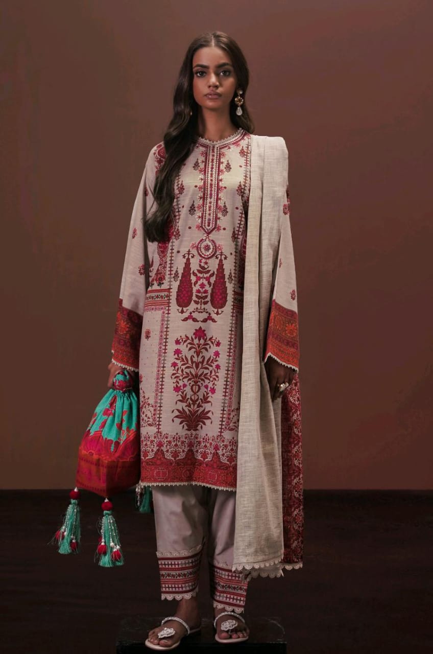 Fawn | Sana Safinaz 3pc Unstitched Lawn Suit