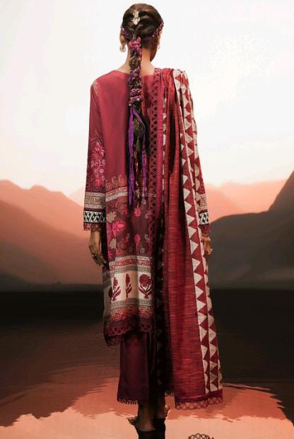 Maroon | Sana Safinaz 3pc Unstitched Lawn Suit
