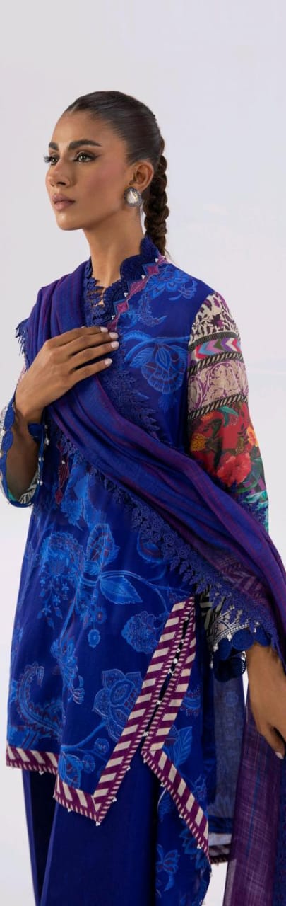 Royal Blue | Sana Safinaz 3pc Unstitched Lawn Suit