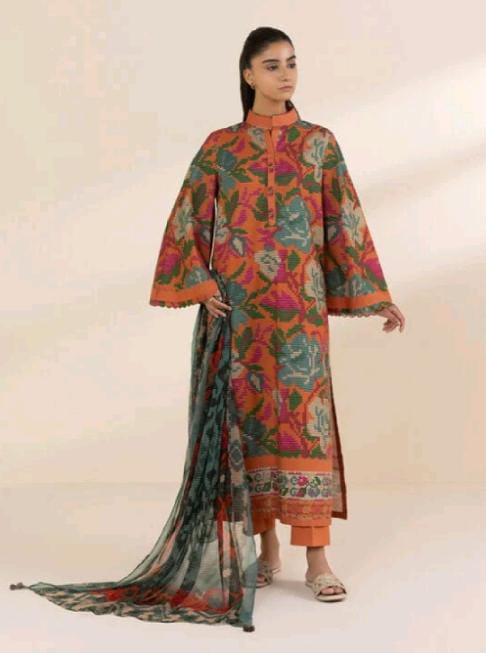 Orange | Sapphire 3Pc Unstitched Lawn Suit