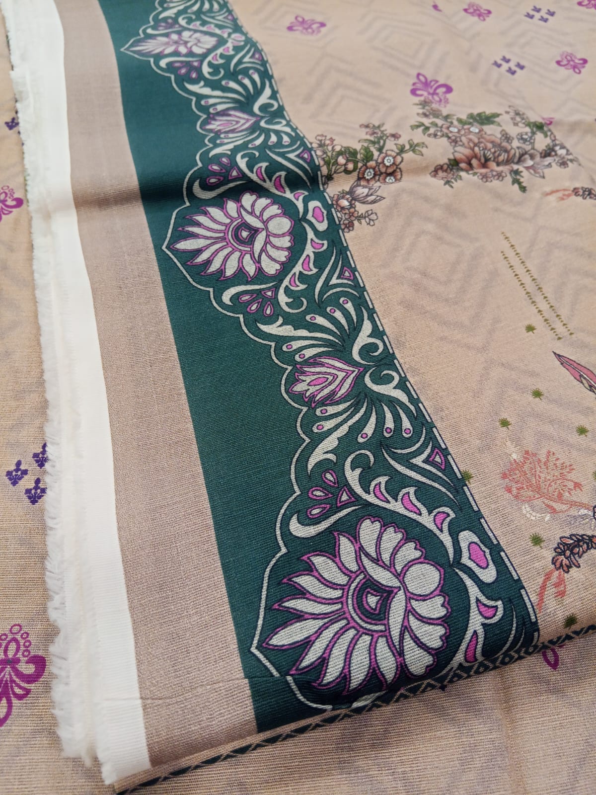 Peach | Mtj-Tariq Jamil 3pc Unstitched Khaddar Suit