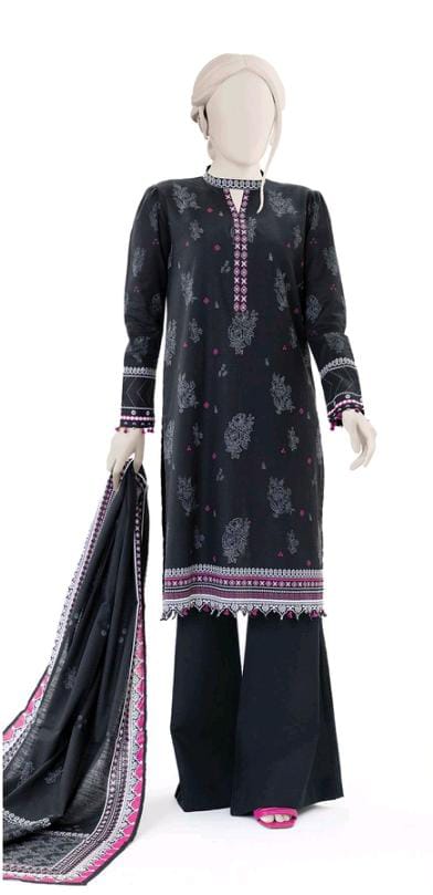Black | Mtj-Tariq Jamil 3pc Unstitched Khaddar Suit