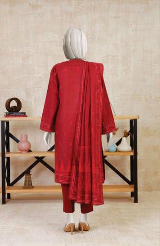 Maroon | Mtj-Tariq Jamil 3pc Unstitched Khaddar Suit