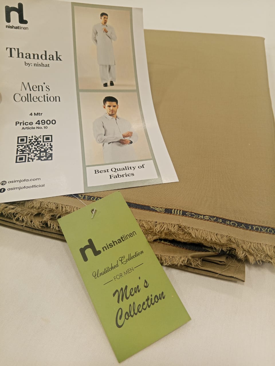 Light Mehndi | Nishat Men's Unstitched Wash & Wear