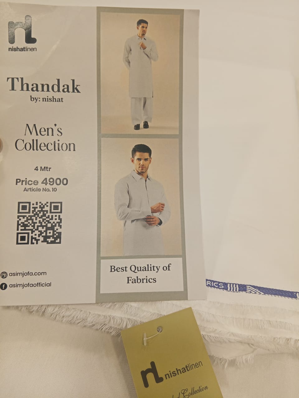 Off White | Nishat Men's Unstitched Wash & Wear