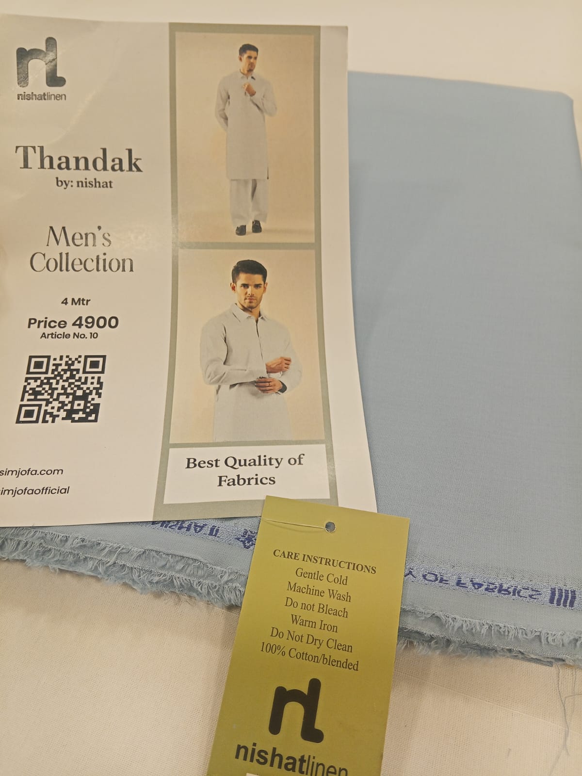 Dark Sky Blue | Nishat Men's Unstitched Wash & Wear