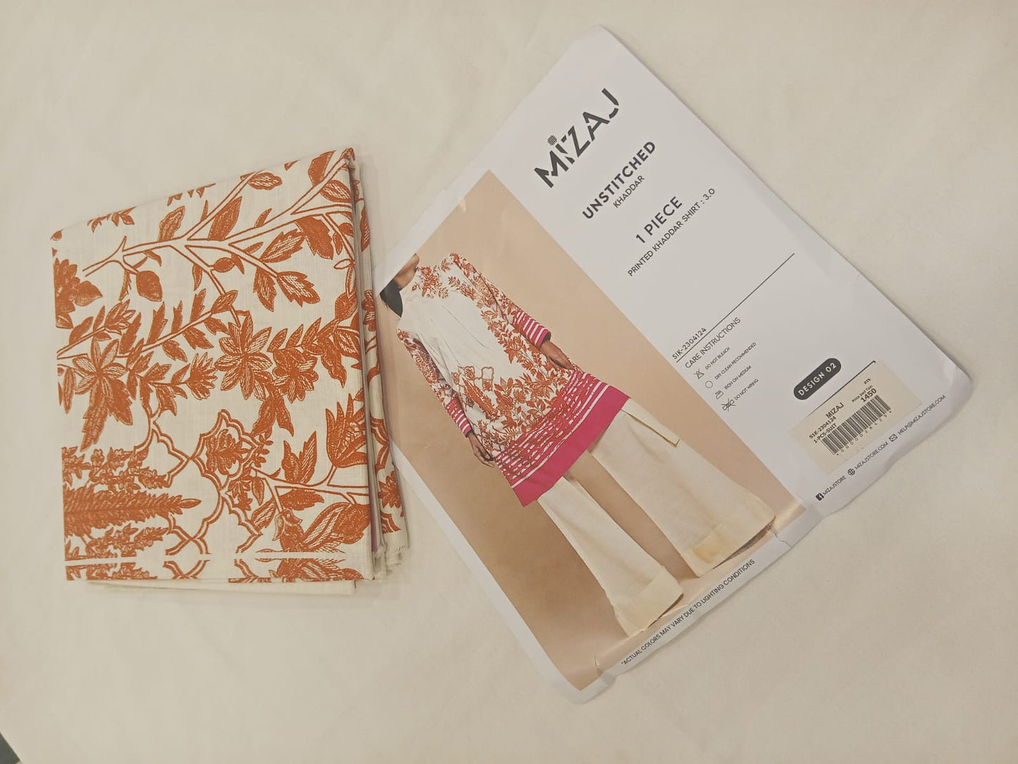 Mizaj 1pc Unstitched Khaddar Shirt | Cream