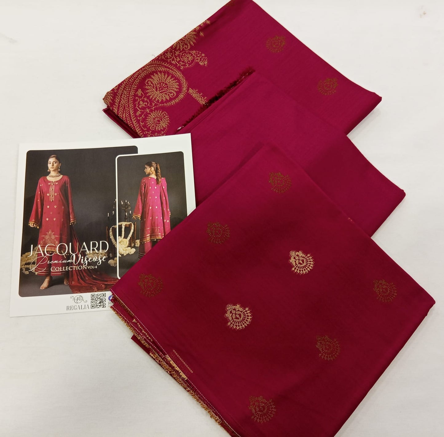 Shocking Pink | Regalia 3pc Unstitched Jacquard Viscose
