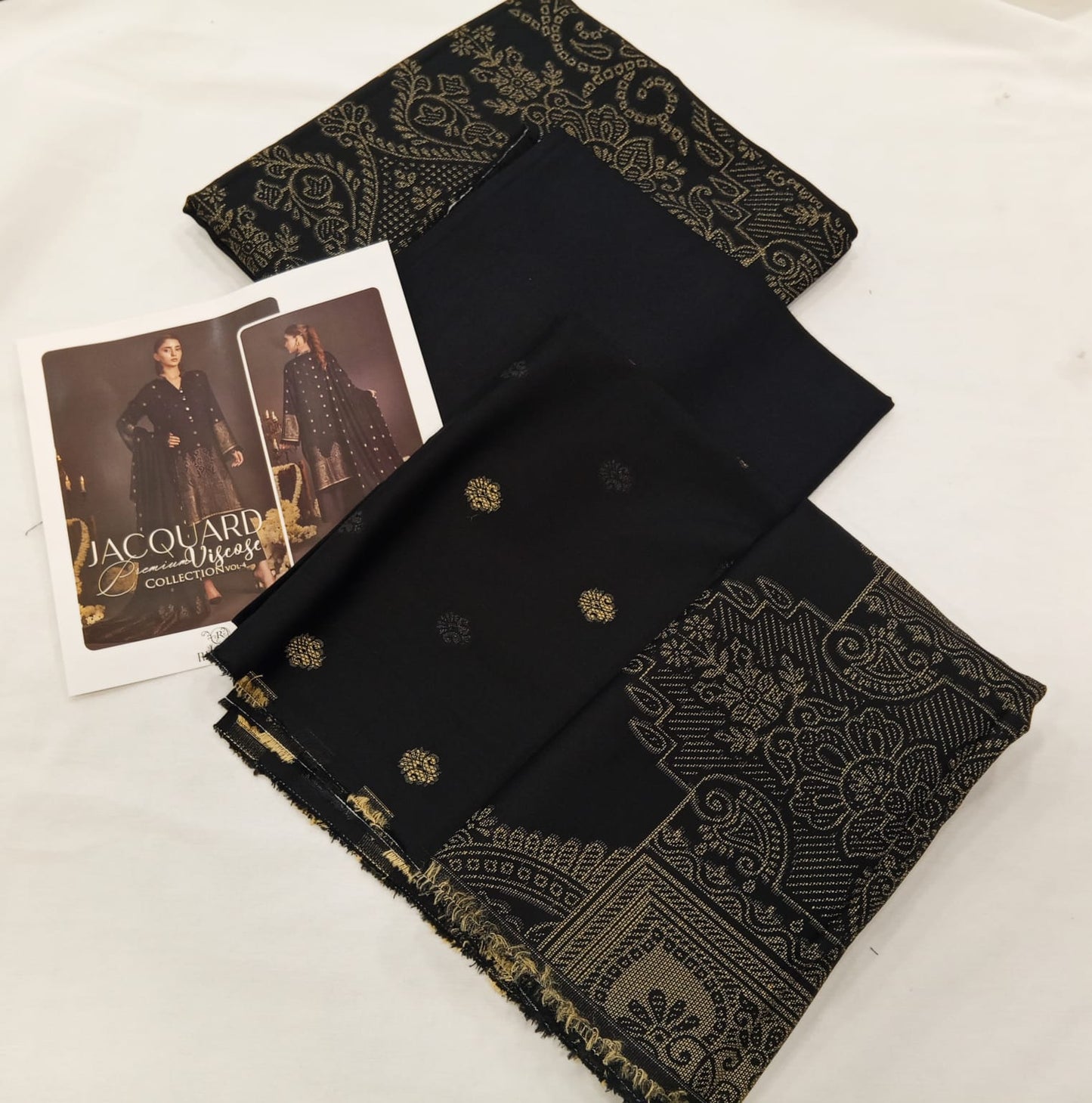 Black | Regalia 3pc Unstitched Jacquard Viscose