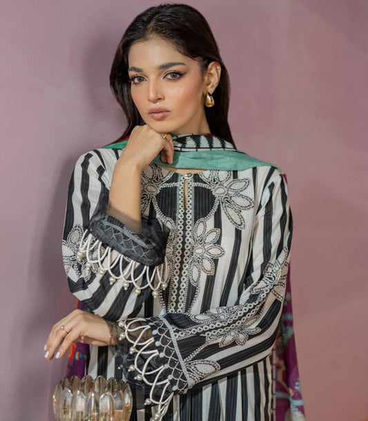 Salina 3pc Unstitched Mid Summer Cotton | Black