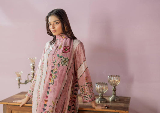 Salina 3pc Unstitched Mid Summer Cotton | Light Pink