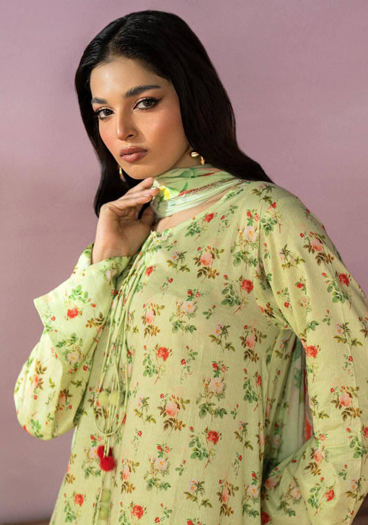 Salina 3pc Unstitched Mid Summer Cotton | Light Green