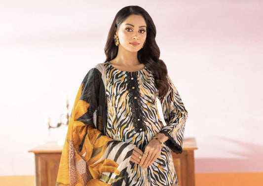 Salina 3pc Unstitched Mid Summer Cotton | Black