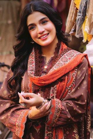 Asim Jofa 3pc Unstitched Khaddar Suit | Dark Brown