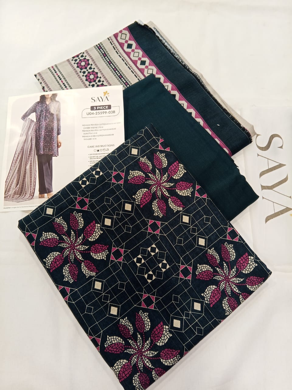 Saya 3pc Unstitched Khaddar Suit | Green