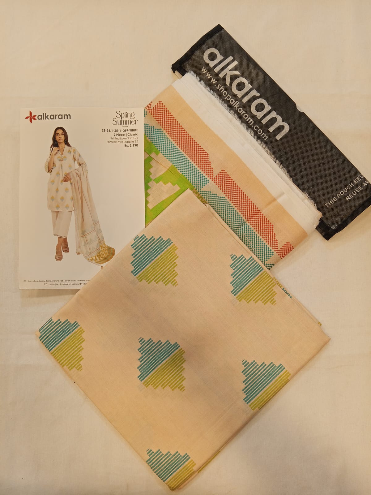 Off White | Al-Karam 2pc Unstitched Lawn Suit