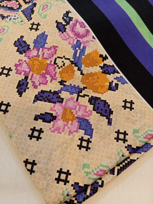 Beige | Al-Karam 2pc Unstitched Lawn Suit