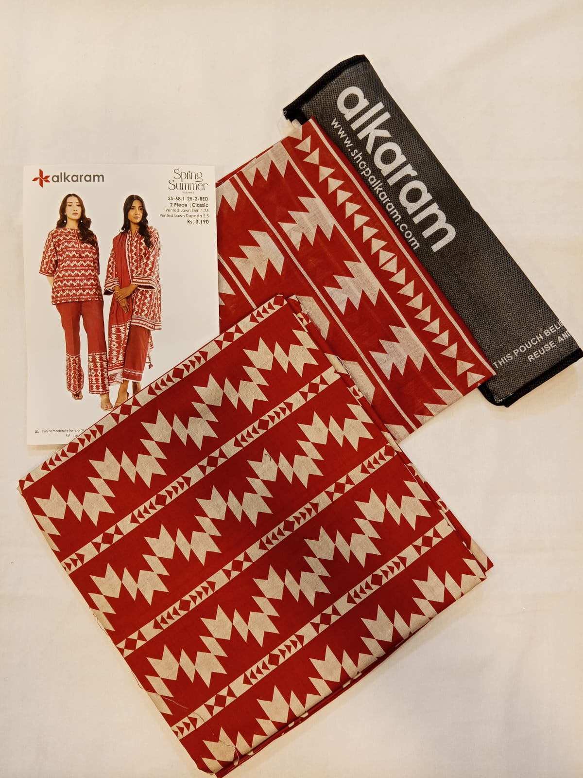 Maroon | Al-Karam 2pc Unstitched Lawn Suit