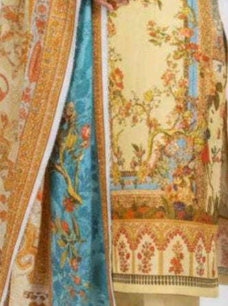 Gul Ahmed 3pc Unstitched Khaddar Suit | Lemon yellow