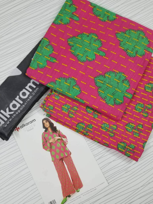 Bright Pink | Al-Karam 2pc Unstitched Khaddar Suit